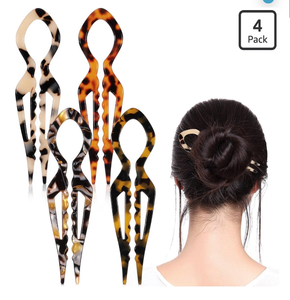 lot 3328 image: 4 Pcs Tortoise Shell Hair Clips Prestige French Hair Pins for Women New Elegant Hair Accessories for Updos Chignons All Hair Types Double-Notch Mechanism Anti-loosening&nbsp