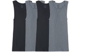 lot 3334 image: Fruit of the Loom Mens Lightweight Active Cotton Blend Undershirts, Tank - 8 Pack - BlackGrey, X-Large - Retail $30