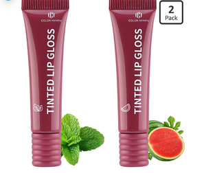 lot 3352 image: Color Nymph Tinted Lip Gloss Duo, Nourishing Lip Balm Set with Shea Butter &amp Vitamin E, Non-Sticky Intense Hydrating Lipgloss for Dry Lips, Sheer Tint  Vegan &amp Cruelty-free, #02 Watermelon &amp Mint&nbsp