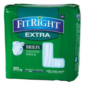 lot 3380 image: FitRight OptiFit Extra Briefs with Tabs  Adult Incontinence Brief  Moderate Absorbency  Large  44 -56   20 Count