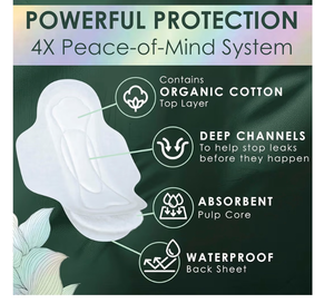 lot 3389 image: L. Ultra Thin Pads for Women, Overnight Absorbency, Organic Cotton Top Layer, Unscented Pads with Wings, 24 Count