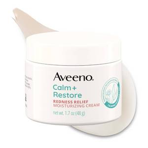 lot 3423 image: Aveeno Calm  Restore Redness Relief Moisturizing Face Cream, Non-Comedogenic Facial Moisturizer with Ceramide & Vitamin B5, Hydrating for Dry, Sensitive Skin, Hypoallergenic, Fragrance-Free, 1.7 Oz - Retail $18