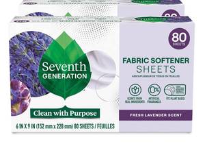 lot 3433 image: Seventh Generation Dryer Sheets Fabric Softener Fresh Lavender Scent with 100% Essential Oils and Botanical Ingredients 80 Sheets (Pack of 2) - .