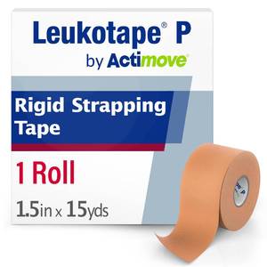 lot 3466 image: Leukotape P Rigid Medical Tape&nbsp Non-Elastic Sports Tape for Joint Stabilization, Injury Prevention &amp Support&nbsp Strong Adhesive, Hand-Tearable - 1.5 in x 15 yds., Beige, 1 Roll (Packaging May Vary) - Retail $13