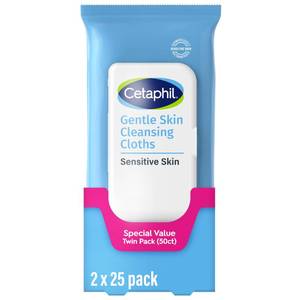lot 3468 image: Cetaphil Face and Body Wipes, Gentle Skin Cleansing Cloths, 50 Count, Twin Pack, for Dry, Sensitive Skin, Flip Top Closure, Great for the Gym, Travel, in the Car, Hypoallergenic, Fragrance Free - Retail $9