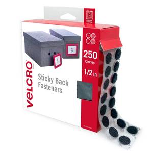 lot 3482 image: VELCRO Brand Dots with Adhesive  250pk, Black  Small 12 Inch Circles  Sticky Back Round Dots for Secure Mounting in Office, School or Home (VEL-30868-AMS) - Retail $12