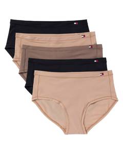 lot 3531 image: Tommy Hilfiger Womens Hipster Underwear 5-Pack, RoebuckRoebuckDeep TaupeBlackBlack, X-Large - Retail $28