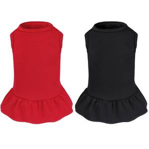 lot 3533 image: 2 Pcs Dog Dresses Cat Skirt Solid Color Dog Clothes Summer Sleeveless Puppy Girl Clothes for Small Pet Dogs Cats (Black,Red, Small) - Retail $8
