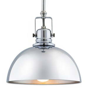 lot 3557 image: Kira Home Belle 9  Modern Industrial Pendant Light with Dome Shade  Petit Retro Metal Hanging Light  Chrome Finish - Retail $85