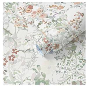 lot 3562 image: Ismoon Vintage Floral Peel and Stick Wallpaper White and Pink Contact Paper Boho Wall Paper Pink Flower Removable Self Adhesive Vinyl Wallpaper for Cabinets Shelves Bedroom Wall Decor 17.3x78.7in&nbsp