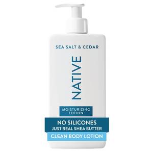 lot 3565 image: Native Body Lotion, Sea Salt & Cedar, 48-Hour Hydration for Dry & Sensitive Skin, Made with Plant-Based Moisturizers like Shea Butter, Silicone & Paraben Free, 16.5 fl oz - Retail $10