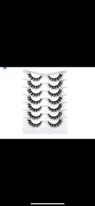 lot 3593 image: Fake Eyelashes Faux Mink Lashes Strips Cat Eye Wispy Volume Lashes D-Curly Clear-Band Natural 8D Extension Wispies 7 Pairs Pack