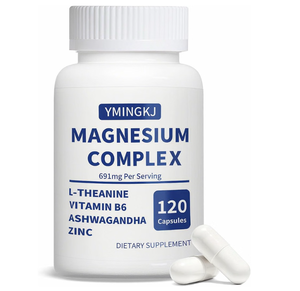 lot 3596 image: Magnesium Complex Supplement 350 mg - 120 Capsules - with Glycinate L-Theanine Ashwagandha & Zinc, Vegan - 60 Servings - Retail $25