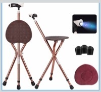 lot 4003 image: Folding Walking Cane with Built-In Seat and LED Light - Retail $45
