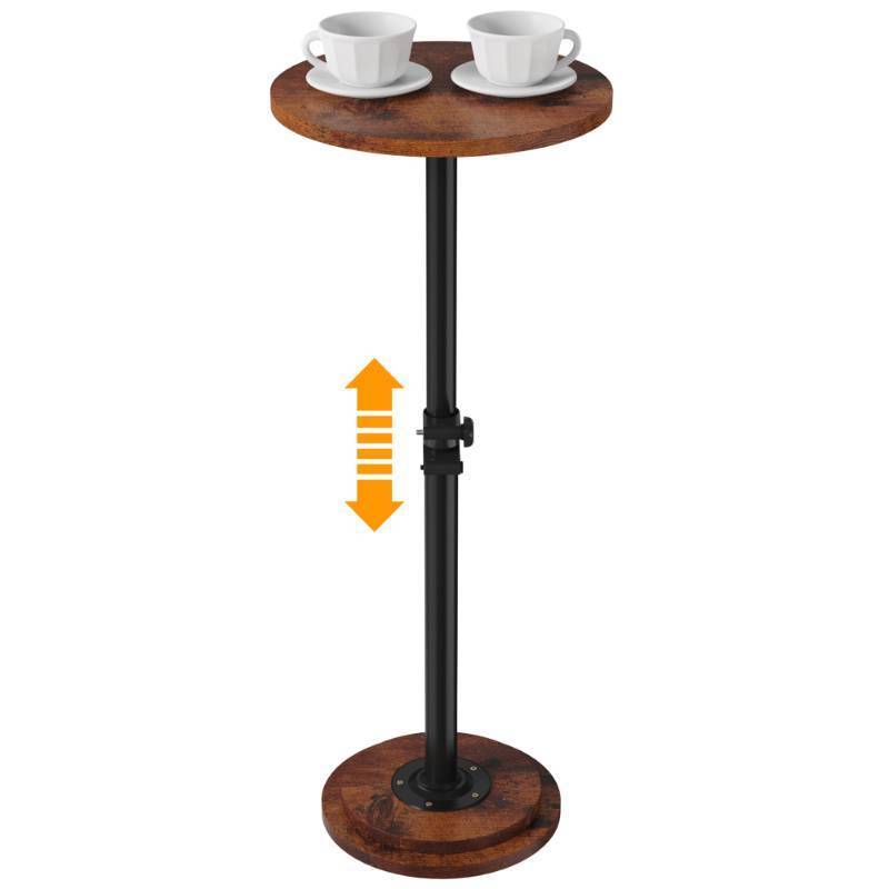 lot 4061 image: Jchccu Drink Table, Small Round Side Table - 360° Swivel Height Adjustable for Small Spaces, Pedestal Martini Table for Sofa Couch, Living Room, Bedroom, Vintage - Retail $25