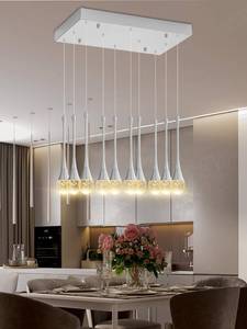 lot 4025 image: ykolupty Rectangular Chandeliers for Living Room Silver Dining Room Lights Fixture Raindrop Pendant Lights Kitchen Island Crystal Chandelier for Staircase Hallway Foyer Entryway - Retail $420