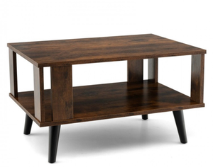 lot 4051 image: Costway Compact Retro Mid Century Coffee Table  - Retail $90