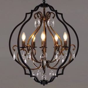 lot 4054 image: TOCHIC 5 Lights Farmhouse Chandelier, Rustic Orb Chandeliers for Dining Room, Black Crystal Chandelier Light Fixture for Living Room, Bedreoom, Hallway, Bronze, D 27 - Retail $300