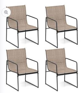 lot 4070 image: Outdoor Dining Chairs Set of 4 Patio Furniture Chair with Breathable Seat and Backrest-Brown - Retail $304