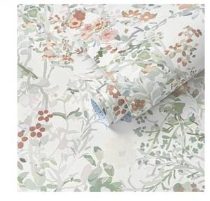 lot 3608 image: Ismoon Peel and Stick Wallpaper Floral White Pink 17.3x78.7in&nbsp