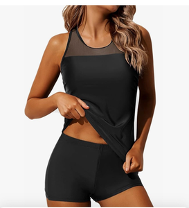 lot 3621 image: Yonique Tankini Swimsuits for Women with Shorts Athletic Two Piece Bathing Suits Racerback Tank Tops Swimwear Large&nbsp