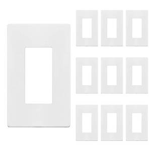 lot 3652 image: ENERLITES Screwless Decorator Wall Plate Child Safe Outlet Cover, Size 1-Gang 4.68 H x 2.93 L, Polycarbonate Thermoplastic, SI8831-W-9PCS, White (9 Pack) - Retail $20