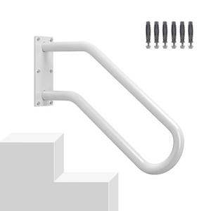 lot 3679 image: Hand Rails for Outdoor 1-2 Steps, Indoor Stairs, Bathroom, Wall Mount Non-Slip U-Shape Stair Hand Railing White 1 Pack - Retail $30