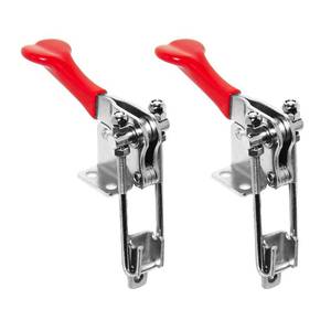 lot 3683 image: POWERTEC 2PK Toggle Clamp, 1000 lbs Holding Capacity, 334 Adjustable 90 Degree Vertical U Bolt Latch wAntislip Hand Grip for Woodworking Jigs & Fixtures, Smoker, Tire Carrier, Cabinet (20309-P2) - Retail $14