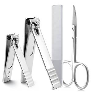 lot 3695 image: 4-in-1 Nail Clipper Set, Small and Large Nail Clippers wCuticle Scissor Stainless Steel Nail Cutter for Men Women and Seniors, Toe Nail Clippers for Manicure and Pedicure Tools - Retail $6