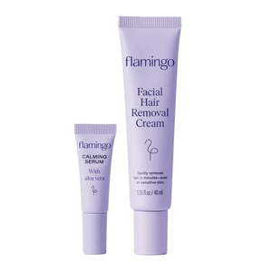 lot 3697 image: Flamingo Women s Facial Hair Removal Cream with Calming Serum  1.35 fl oz Tube - Retail $10
