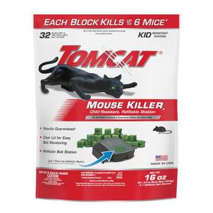 lot 3707 image: Tomcat Mouse Killer(e), Child Resistant, Refillable Station - Weather-Resistant IndoorOutdoor Bait Station with Clear Monitoring Lid, 1 Station and 32 Bait Blocks - Retail $13