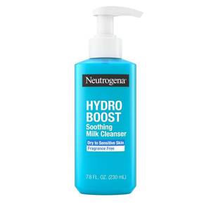 lot 3733 image: Neutrogena Hydro Boost Face Wash Soothing Milk Cleanser, Fragrance Free Hydrating Facial Cleanser With Hyaluronic Acid, Sensitive Skin Face Wash & Makeup Remover, 7.8 Fl Oz - Retail $11