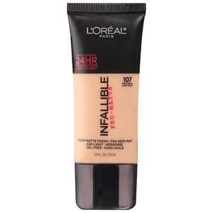lot 3748 image: L Oreal Paris Infallible Pro-Matte Liquid Foundation Makeup  107 Fresh Beige  1 fl oz - Retail $31