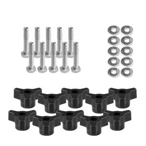 lot 3765 image: POWERTEC 71068 T Track Knob Kit with 14-20 by 1-12 Hex Bolts and Washers, Set of 10 T Track Bolts, T Track Accessories for Woodworking Jigs and Fixtures - Retail $10