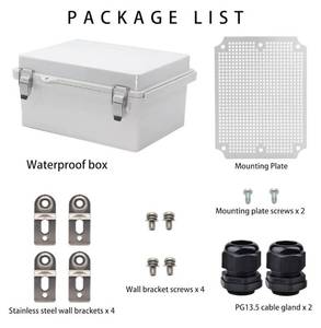 lot 63523 image: Outdoor Waterproof Electrical Box Junction Box Weatherproof IP67 ABS Plastic Enclosure Switch Router Project Box Electronics DIY Enclosure With Mounting Plate Wall Bracket Grey 8.6x6.6x4.3 - Retail $16