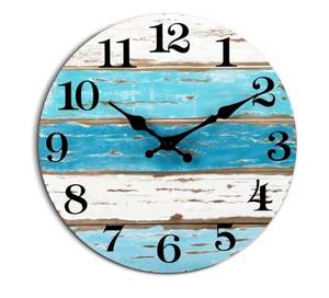 lot 63525 image: Wall Clock, Beach Themed Blue Wall Clocks Battery Operated Silent Non-Ticking, 8 Inch Vintage Rustic Coastal Nautical Clock Decorative for Kitchen Office Bathroom Bedroom 8 - Retail $12