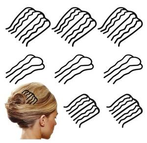 lot 63565 image: 8 Piece U-Shape Hair Combs for Womens French Twist Updo and Bun Vintage Styling (Black) - Retail $6
