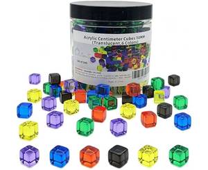 lot 63567 image: 240 Pieces Centimeter Cubes, CountingSorting Toy,Plastic Math Cubes,Early Development Activity Games with Portable Box(Translucent,6 Colors) - Retail $10