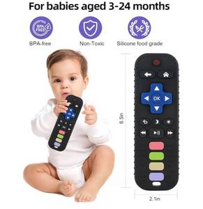 lot 63568 image: Baby Teether Toy Chew Toys for Babies 3-24 Months TV Remote Control Shape Teething Relief for Infants (Black) - Retail $7