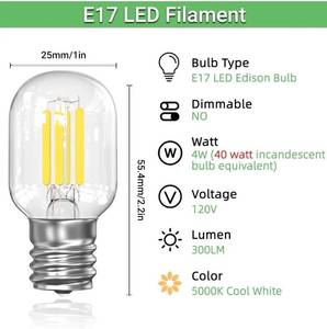 lot 63571 image: LED Microwave Light Bulbs Range Hood 40W Equivalent E17 Appliance Bulb Compatible with Whirlpool Maytag GE Kenmore 8206232A 5000k Daylight 4W 300LM CRI90 (Pack of 2) - Retail $7