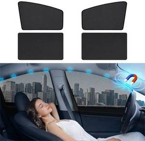lot 63578 image: Magnetic Car Window Shades, Mesh Window Covers for Camping, UV Protection Car Curtains for Front & Rear Sunshade for car Window Baby, Universal Fit for Baby & Drivers (4Pcs) - Retail $26