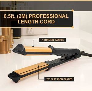 CHI Tourmaline Ceramic 3-in-1 Multi Styler, Curl & Wave Styling Iron for Shiny, Frizz-Free Hair, Auto Shut-Off, 0.75 Plates, 1" Barrel, Onyx Black - Retail: $131"