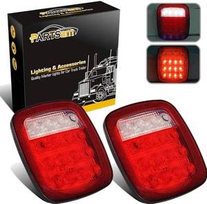lot 63589 image: 2x Universal 16 LED Stop Tail Turn Signal Backup Reverse Brake Clearance Marker Lights Lamps RedWhite Replacement for Jeep YJ JK CJ Truck Trailer Waterproof 12V - Retail $26