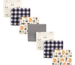lot 63591 image: Hudson Baby Unisex Baby Cotton Flannel Receiving Blankets Bundle, Forest, One Size - Retail $18