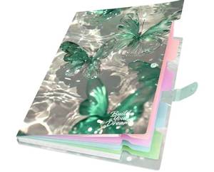 lot 63596 image: Cute Expanding File Folder - 5 Pockets Accordion Document Organizer, Waterproof Poly Plastic, A4Letter Size for School Office Home - Butterfly Green - Retail $5