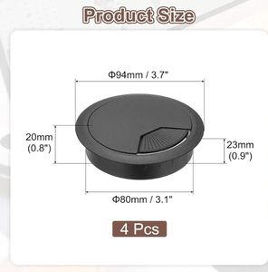 lot 63599 image: 3.15 Inch80mm Desk Grommet, 4Pcs Cable Grommet Wire Management Cable Hole Cover Cord Organizer for Office Home Table Countertop, Black - Retail $10