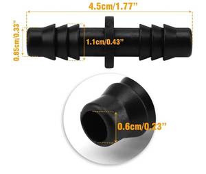 lot 63603 image: 30Pcs 8mmx11mm PE tubing Drip Irrigation Fittings, Soaker Hose Barbed Coupling Connector, Water Pipe Joint Double Barb Straight Connector for Garden Lawn Drip Irrigation 811mm Sprinkler System - Retail $9