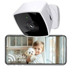 lot 63606 image: 5GHz Cameras for Home Security, 2K Security Camera Indoor, Pet Camera with Phone App, Indoor Camera wAI Motion Detection, 2-Way Audio, Compatible with Alexa&Google Home, WiFi 6 - Retail $23