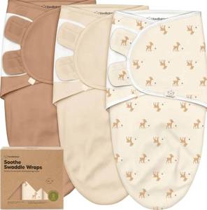 lot 63610 image: 3-Pack Organic Baby Swaddle Sleep Sacks - Swaddles for Newborns, Infant 0-3 Months, Baby Girls, Boys, Soft & Snug Newborn Sleep Sack, Nursery Swaddling Blankets (Lil Fawn, OS) - Retail $27