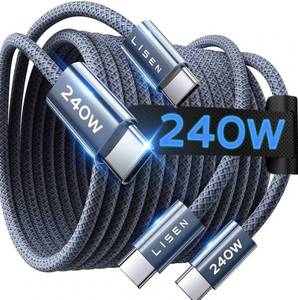 lot 63617 image: LISEN USB C to USB C Cable, 240W C to C Cable Fast Charging 6.6FT, 2 Pack Type C Charger Fast Charging USBC to USBC Cable for iPhone 17 16 15 Pro Max iPad MacBook Neo Air Pro Samsung S26 S25 Ultra - Retail $10